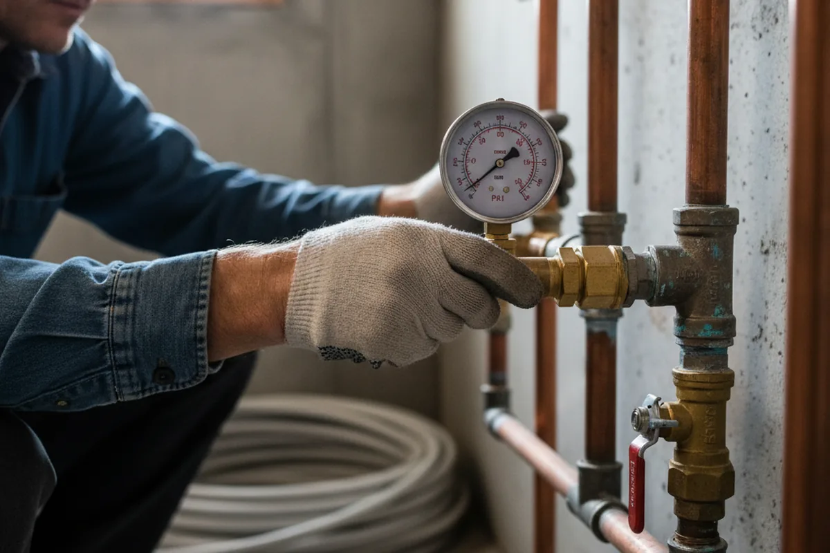Pressure testing a repaired line during Water Line Repair in Lowber